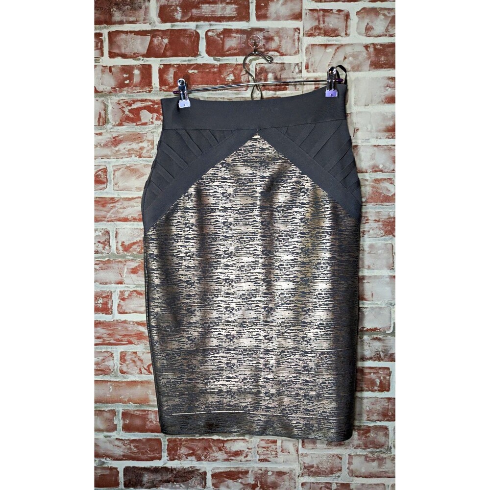 Gracia NWT Metallic Bandage Bodycon Pencil Skirt Gray Silver Sexy Lleger Skirt L